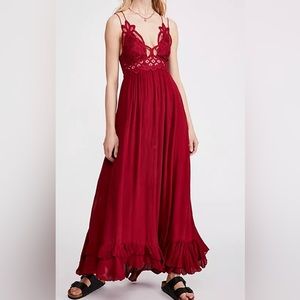 Bright Red Adelle Maxi Free People Long Dress